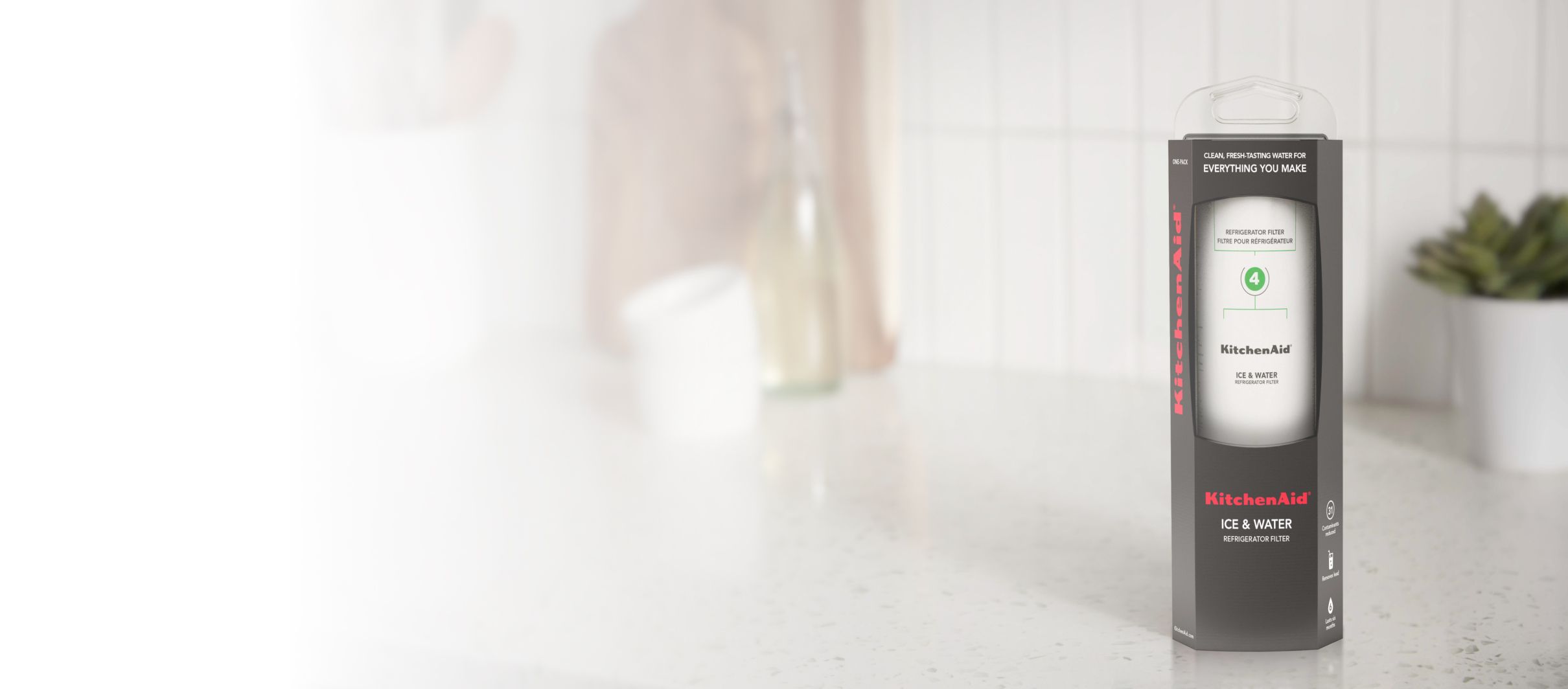 KitchenAid® Water Filter resting on a counter