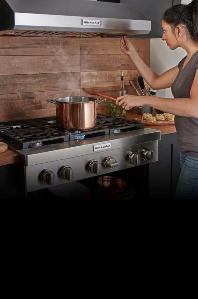 Cooking in a KitchenAid® wall oven.
