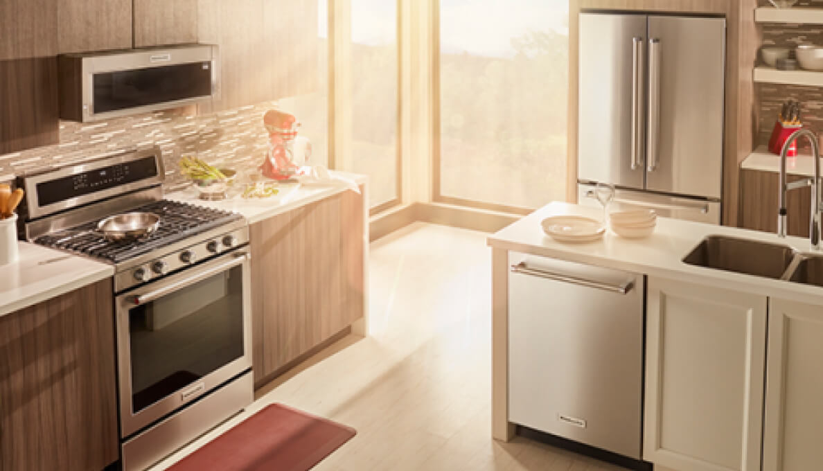 Kitchen showcasing KitchenAid® appliances.