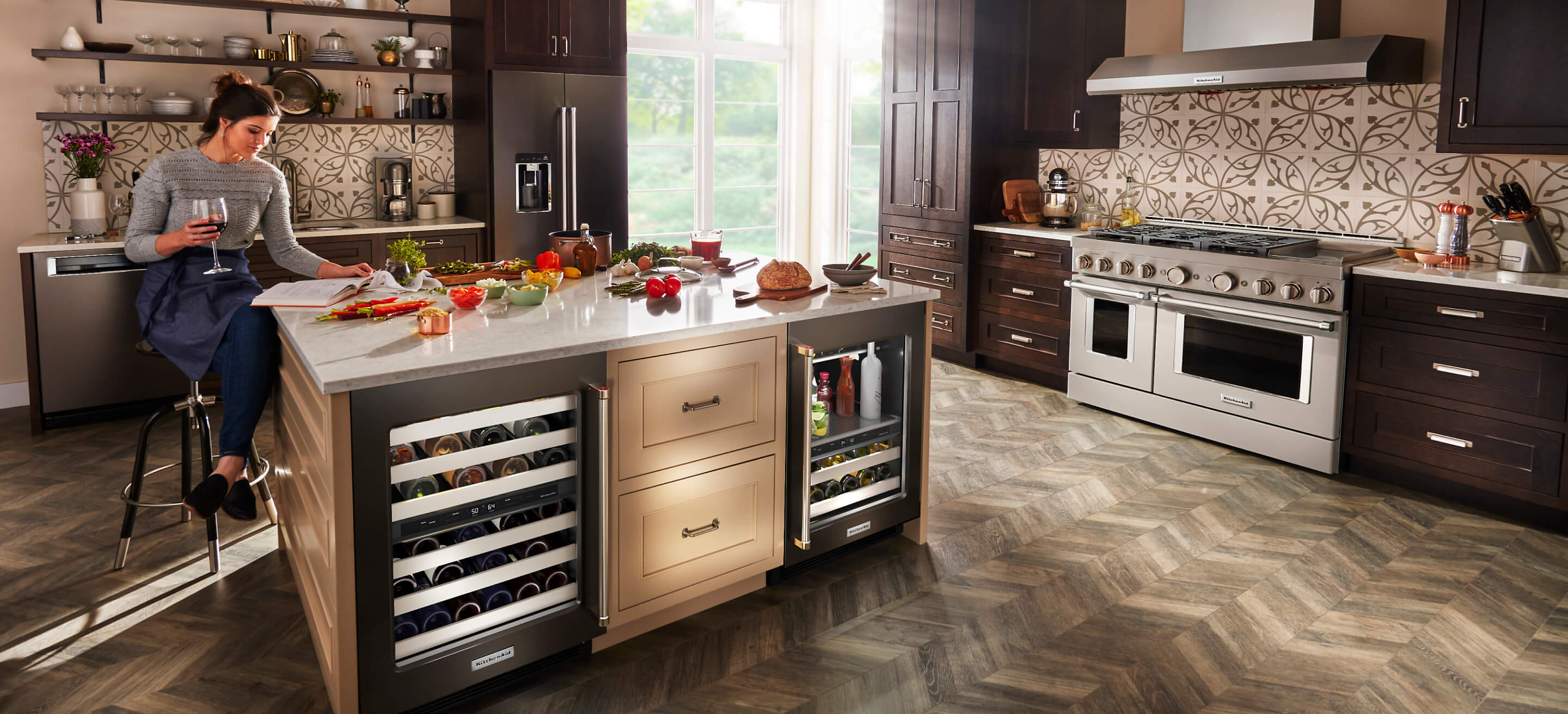A modern kitchen filled with KitchenAid® appliances. 