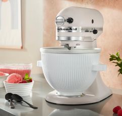 A KitchenAid® Stand Mixer with Ice Cream Maker Attachment. 