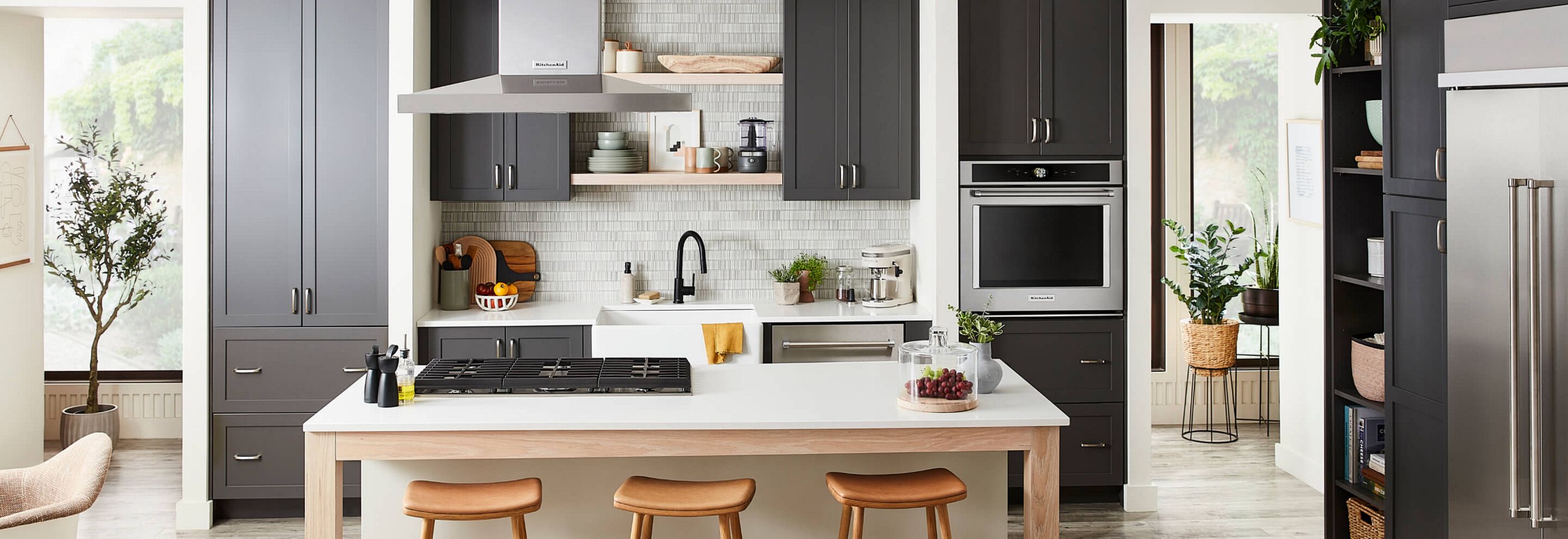 A series of images featuring KitchenAid® appliances in beautiful kitchens.