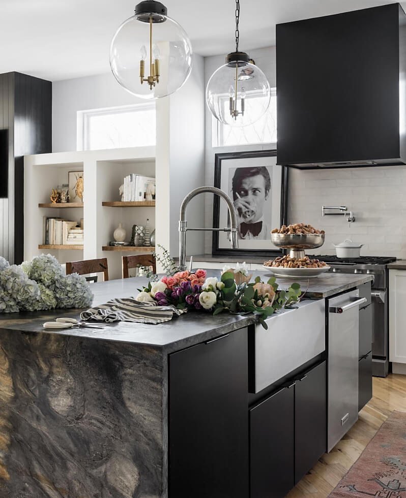 An eclectic kitchen featuring a KitchenAid® dishwasher.