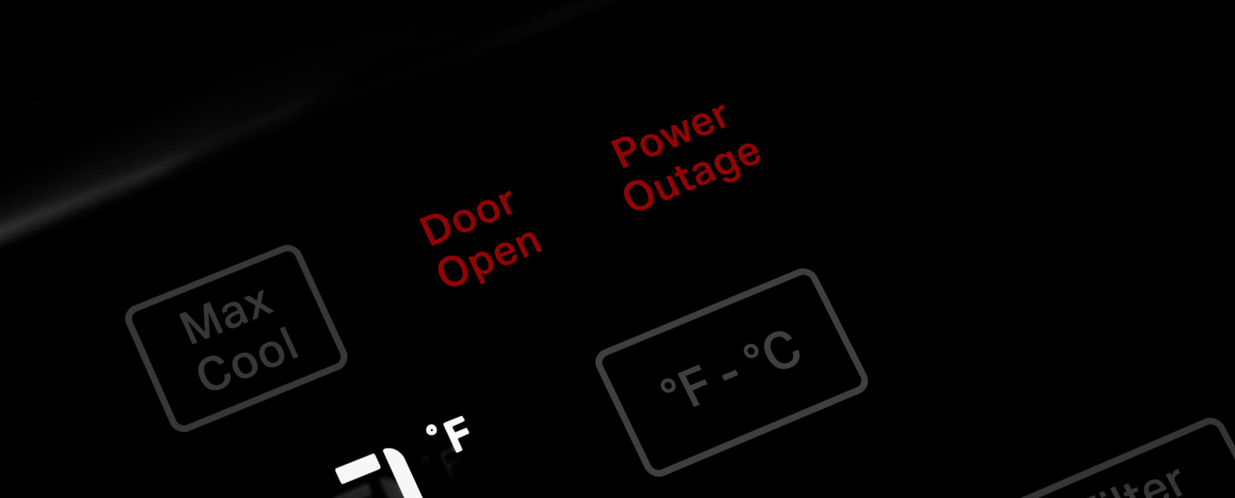 Door Open and Power Outage buttons on Internal Touchscreen Controls on the 48" KitchenAid® Built-In Side-by-Side Refrigerator