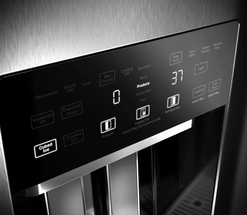 External Touchscreen Controls on the KitchenAid® Built-In Side-by-Side Refrigerator