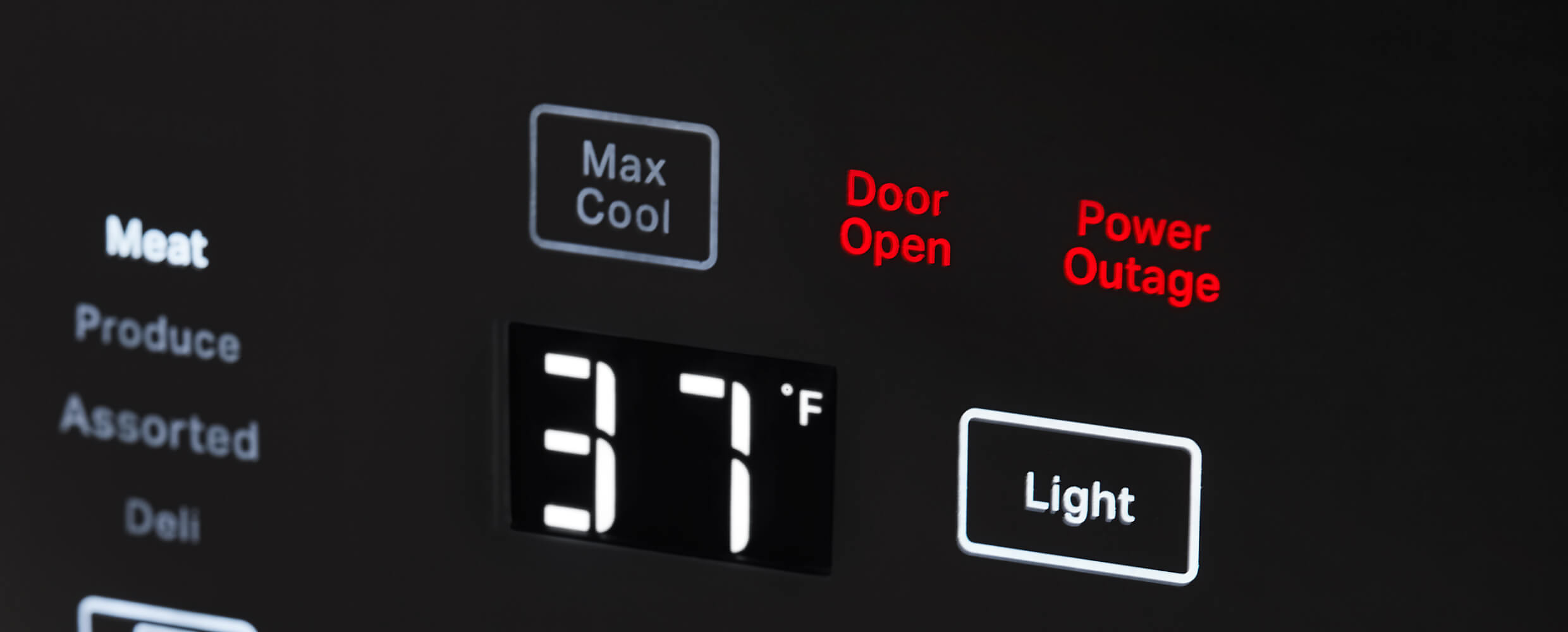 Door Open and Power Outage buttons on External Touchscreen Controls on the 42" KitchenAid® Built-In Side-by-Side Refrigerator