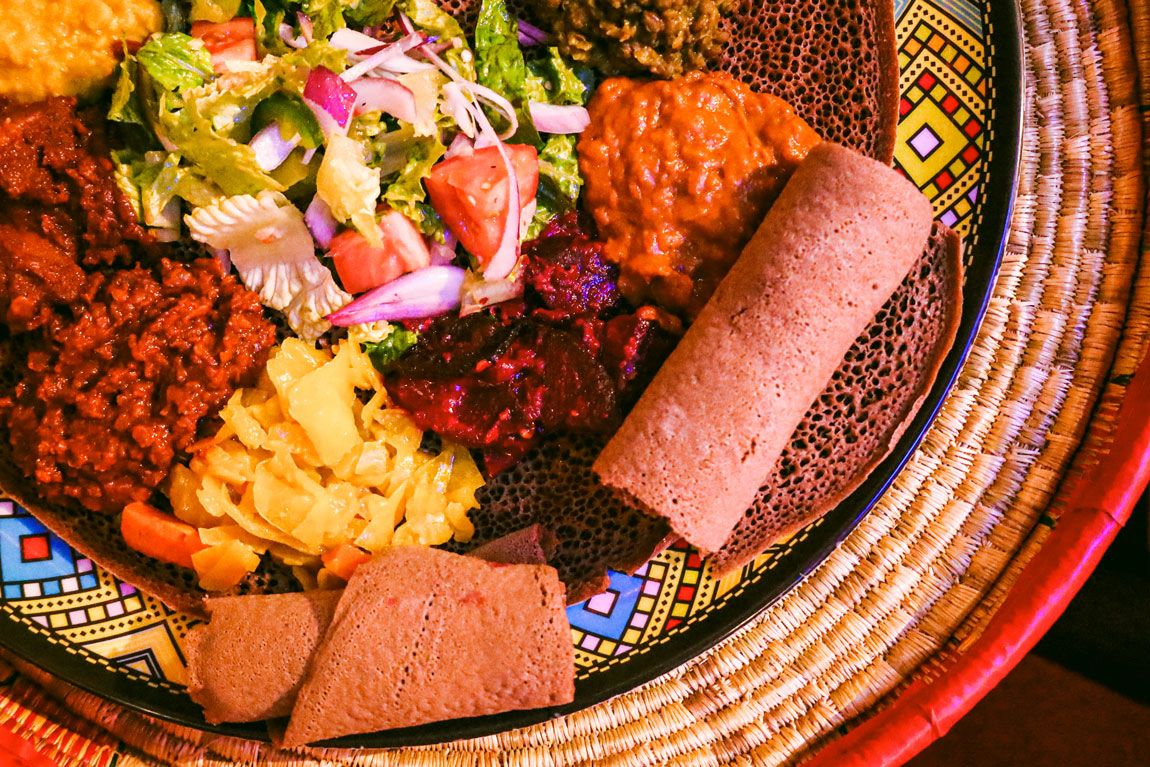 A plate of colorful eats.