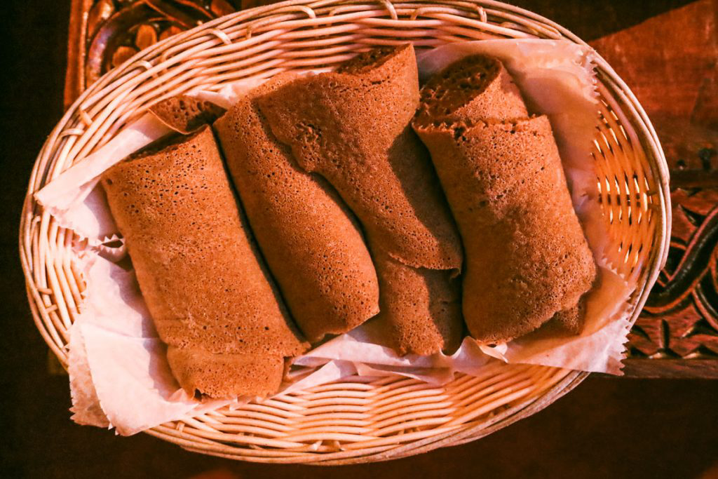 A basket of Ethiopian bread.