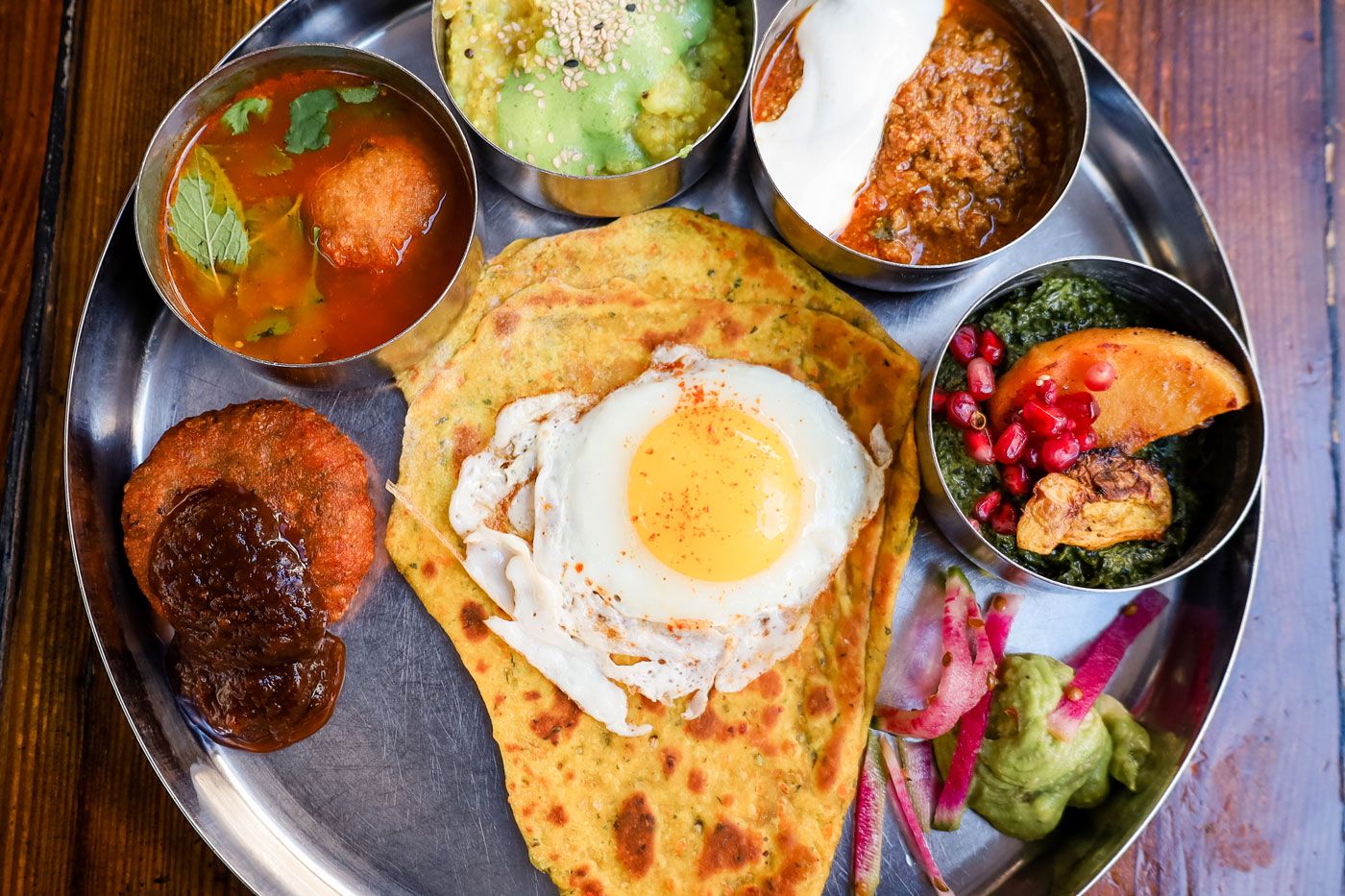 A large tray of morning thali.