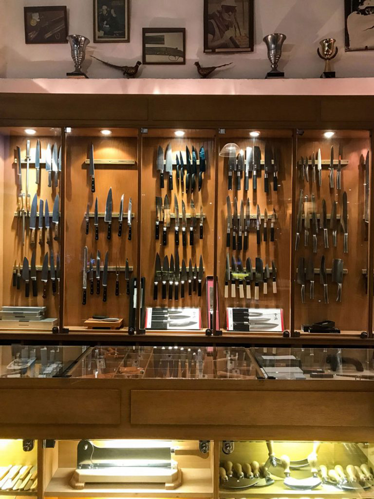Kitchen cutlery on display at Maison Empereur.
