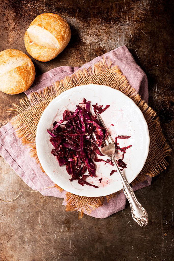 Shredded beetroot in a bowl.
