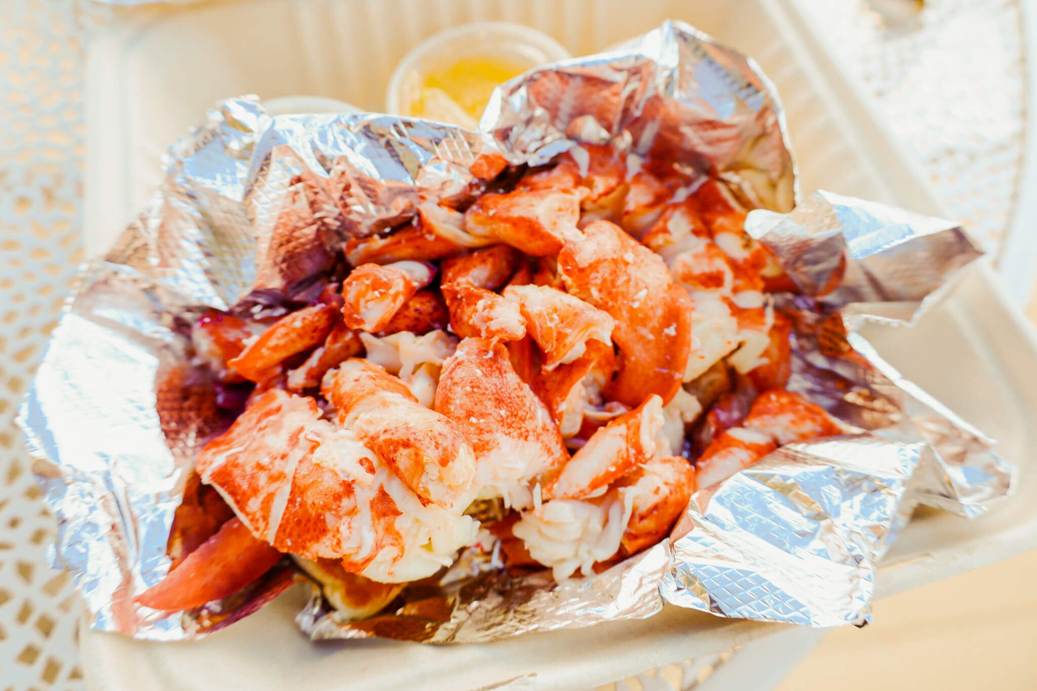 A pile of buttery lobster.