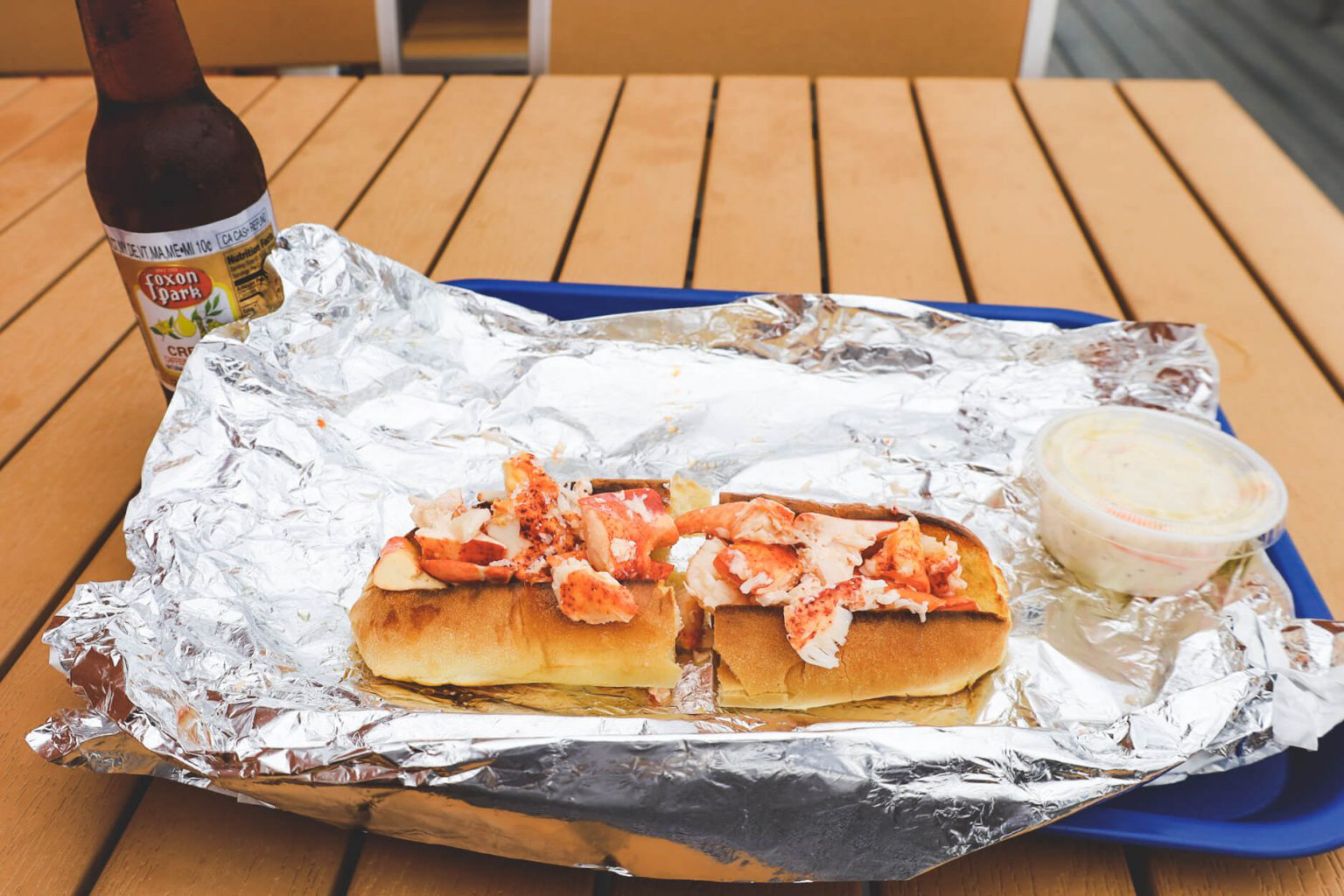 A meaty lobster roll.