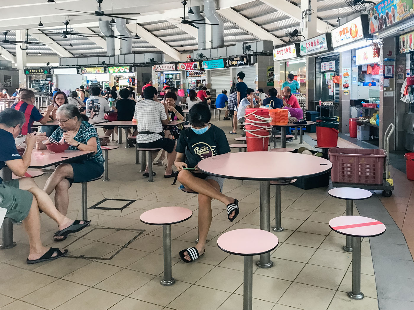 The hustle and bustle of a Hawker Centre.