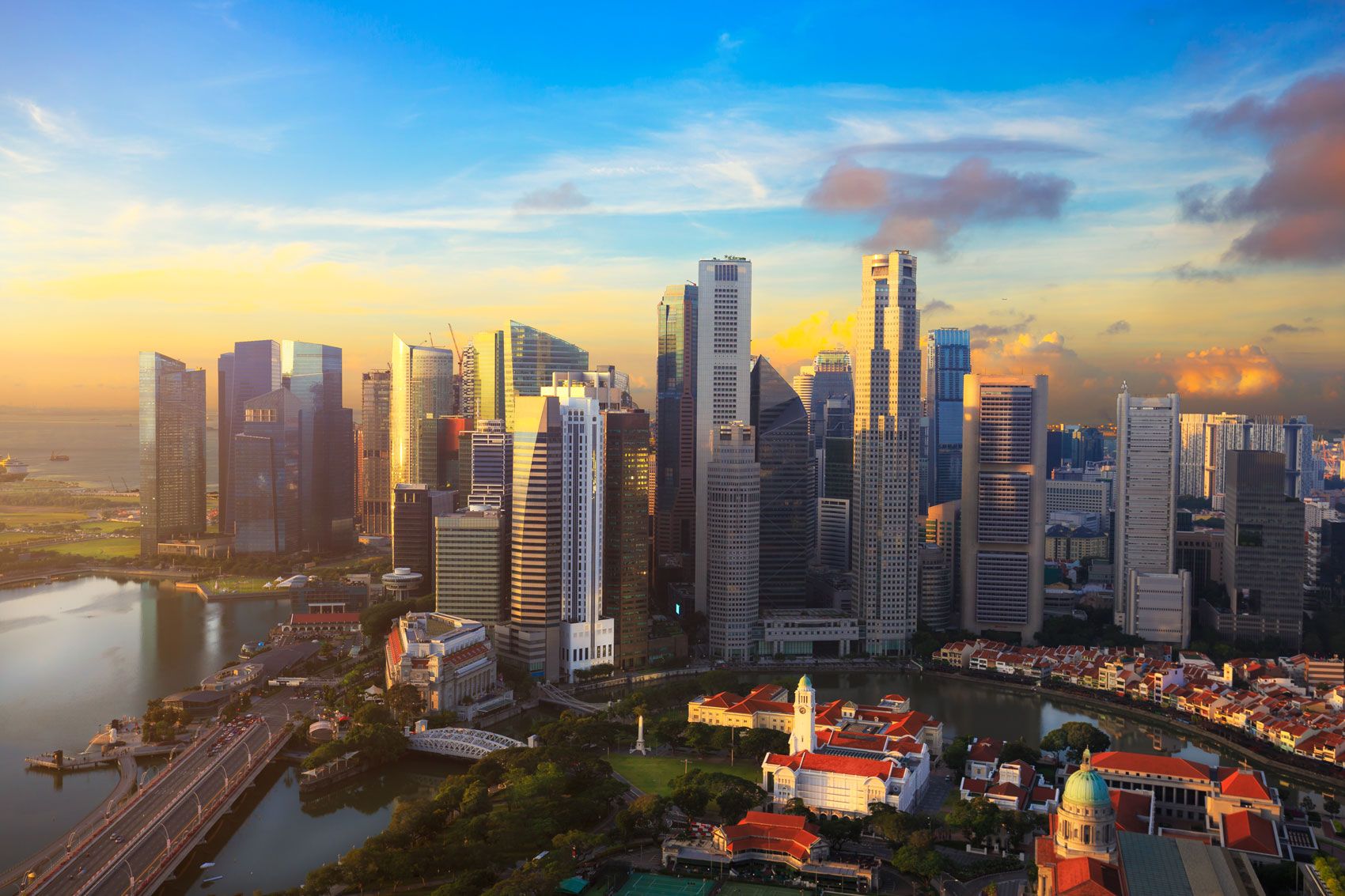 The beautiful cityscape of Singapore basked in the afternoon sun.