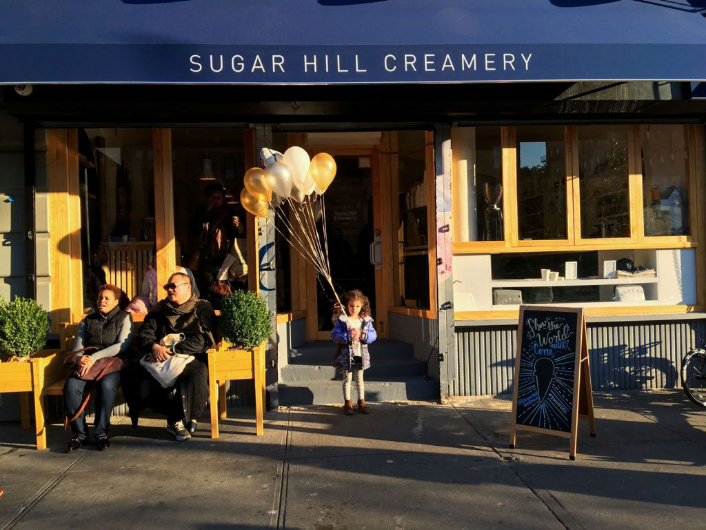 Customers waiting outside of Sugar Hill Creamery.