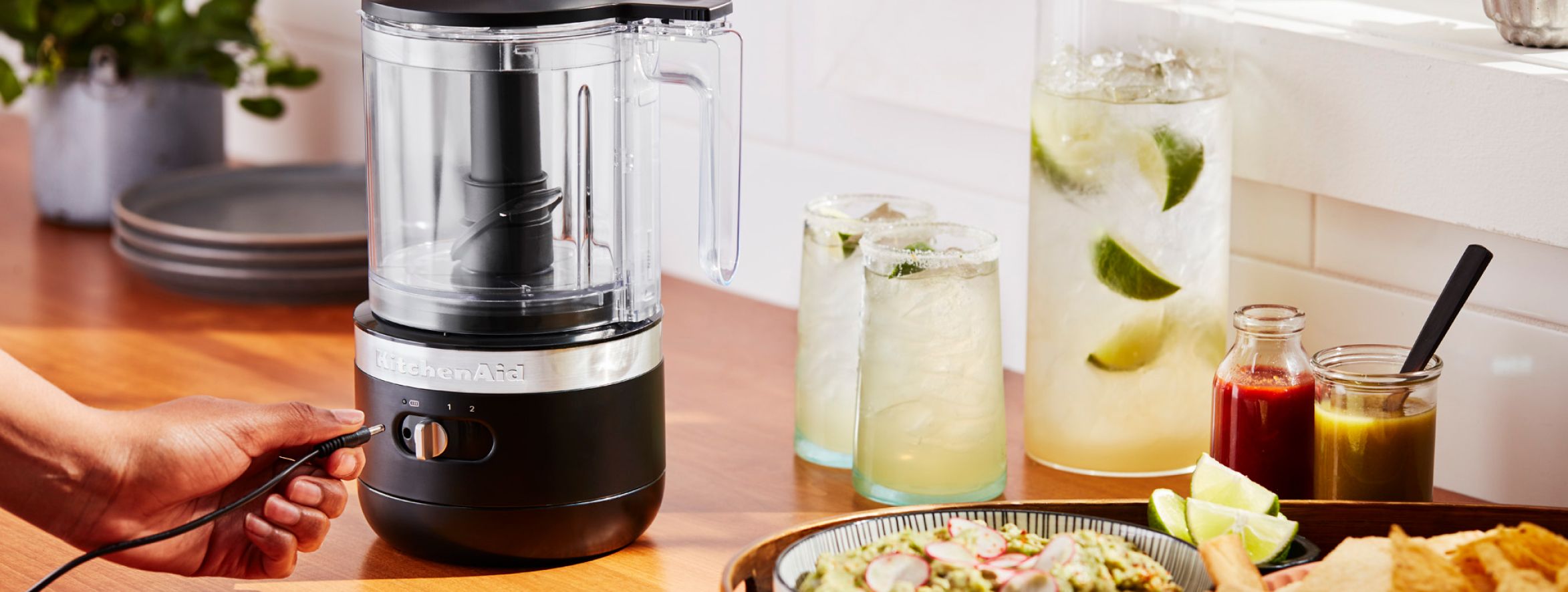 A KitchenAid® rechargeable food chopper in a modern kitchen