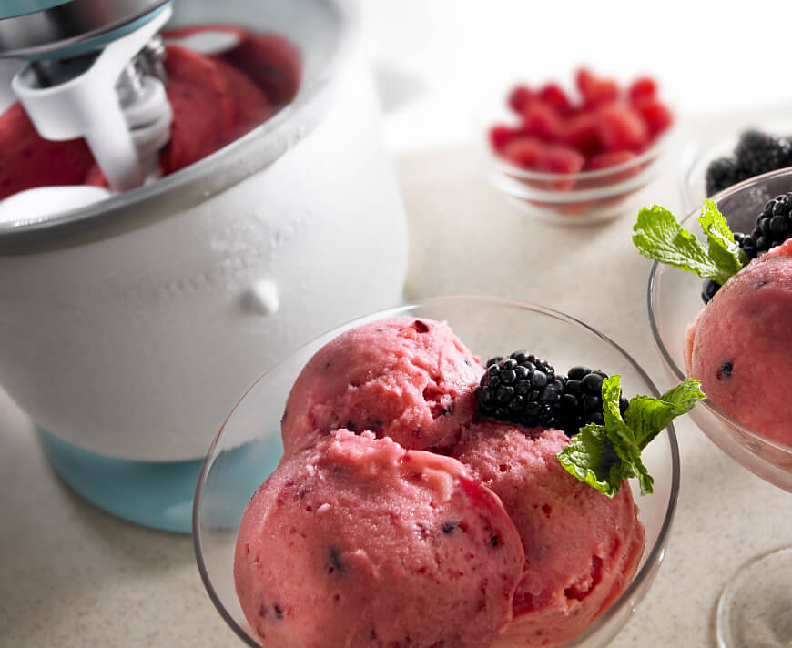 Berry-flavored homemade frozen yogurt.