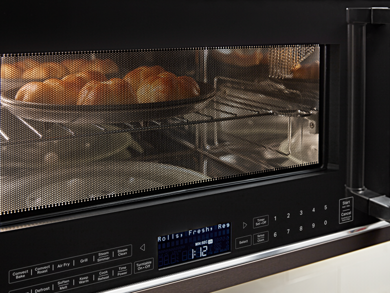 Pastries heating in a KitchenAid brand microwave