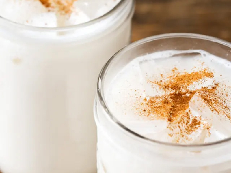 Close-up of glasses of homemade horchata