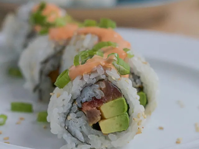 Close-up of spicy tuna roll