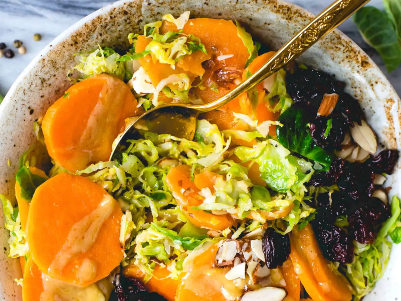 Sweet potato and brussels sprout salad