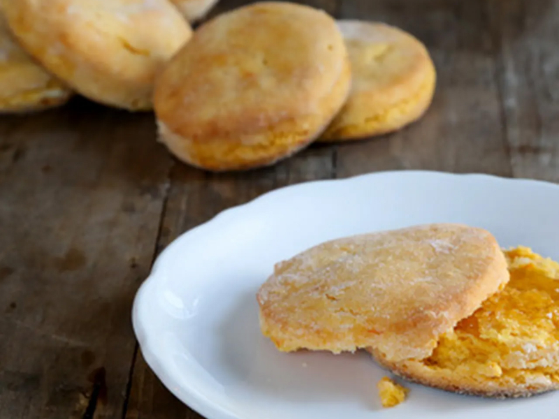 Gluten-free sweet potato biscuits on white plate