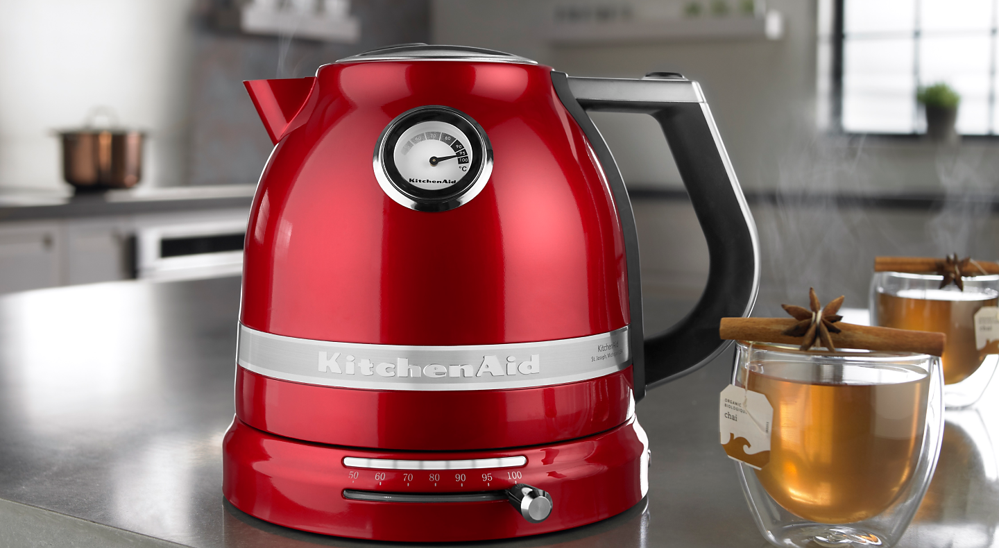 KitchenAid® electric kettle next to ingredients for tea