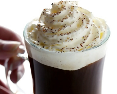 An Irish coffee topped with whipped cream