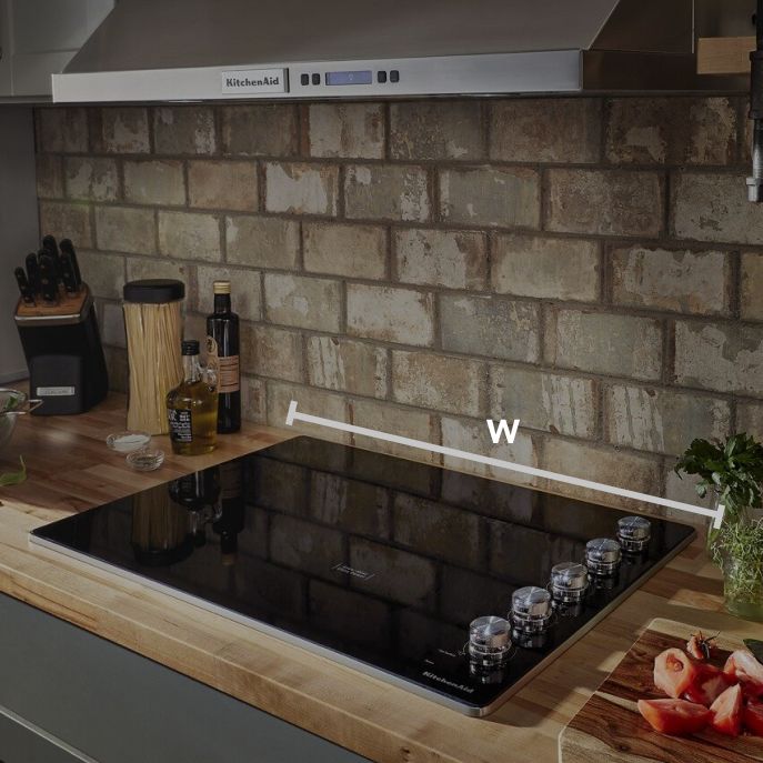 Diagram highlighting width of appliance cutout