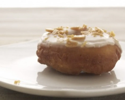 Rum glazed doughnuts with toffee crunch