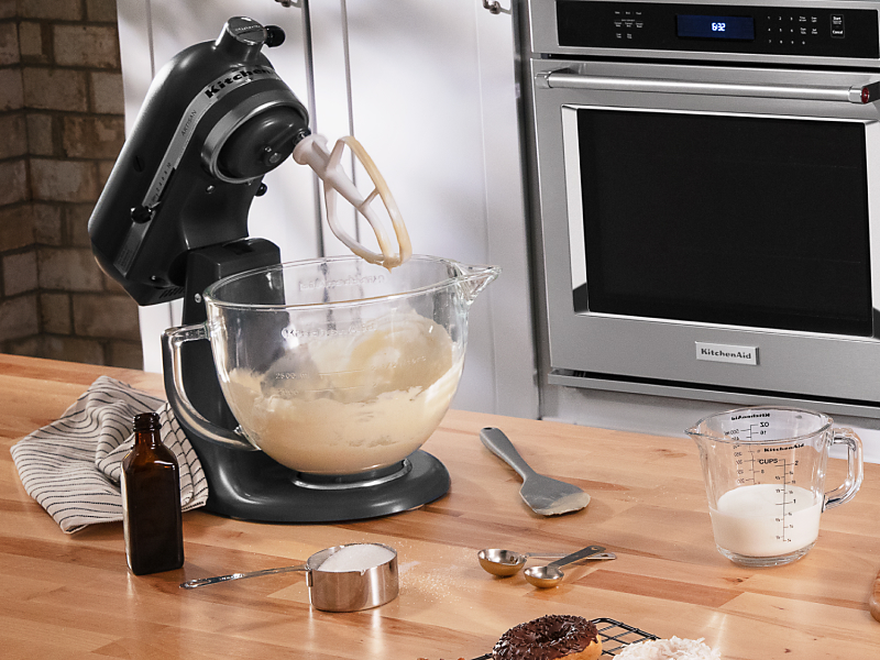KitchenAid® stand mixer with ingredients next to it