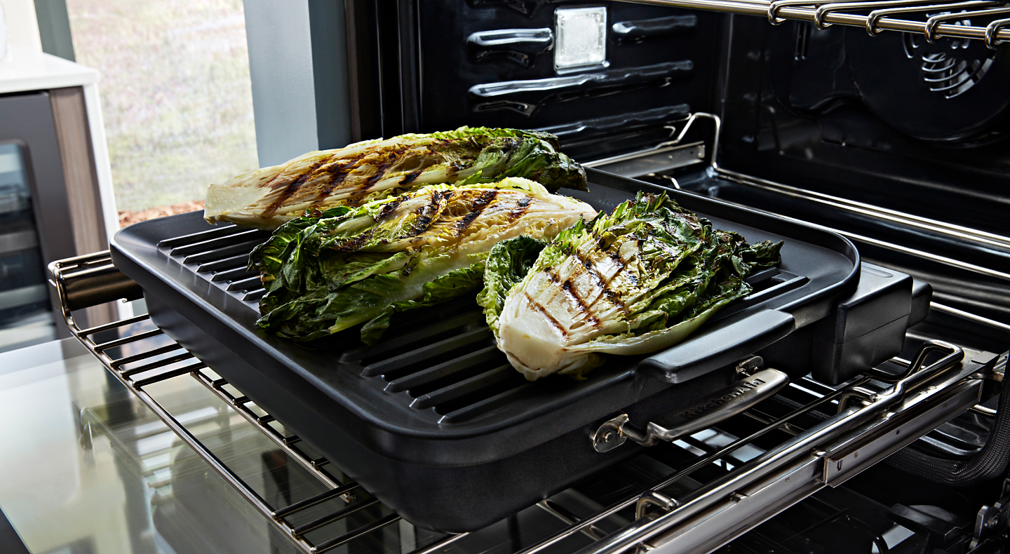 Grilled leafy greens in KItchenAid® Smart Oven+ Grilling Attachment