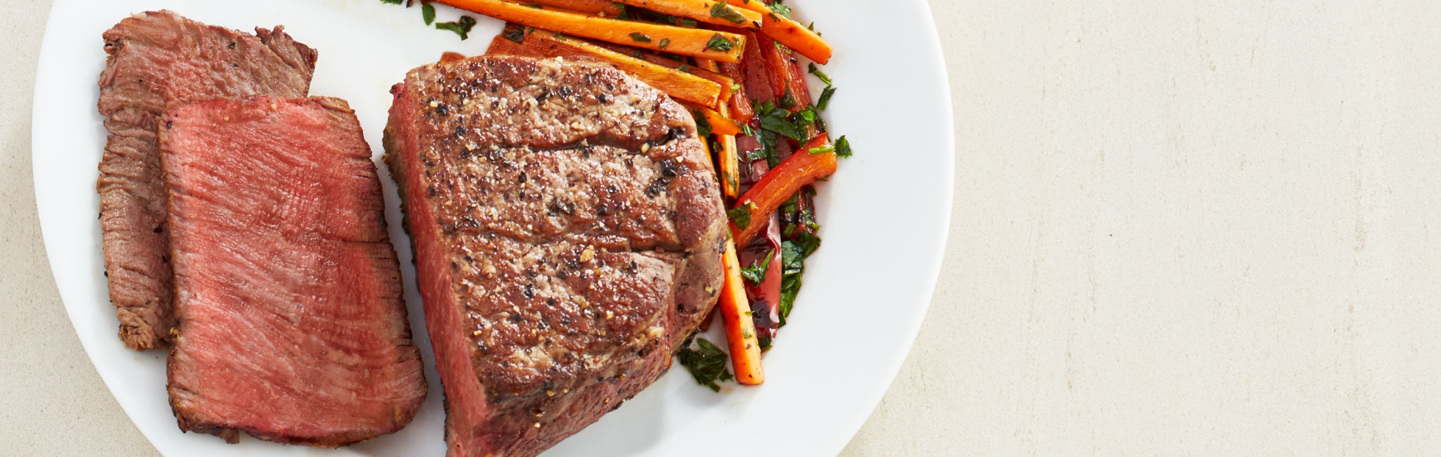 Steak on a plate with vegetables