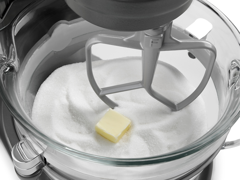 Butter and flour in the bowl of a stand mixer