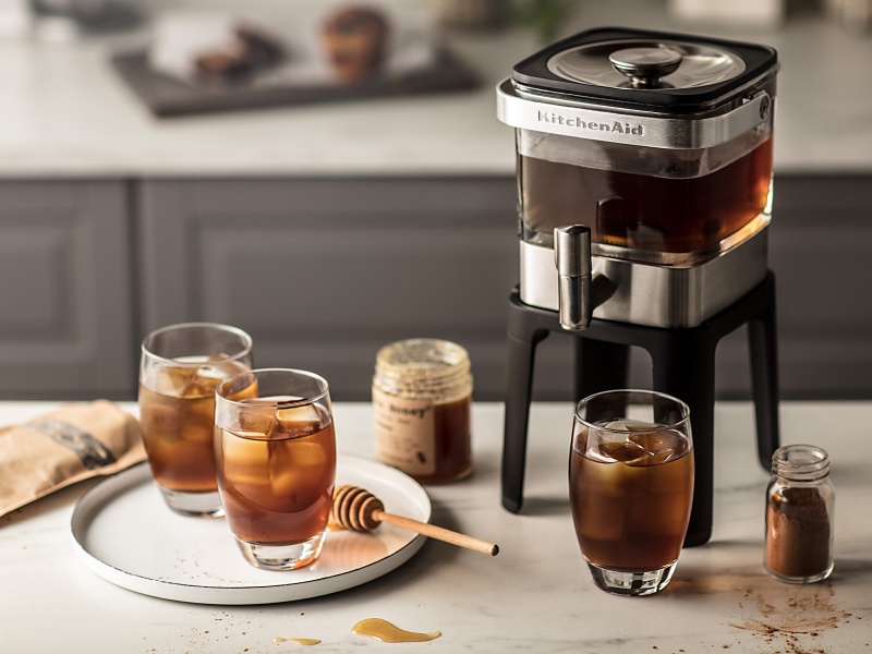 An iced honey drink made with a KitchenAid® cold brew maker