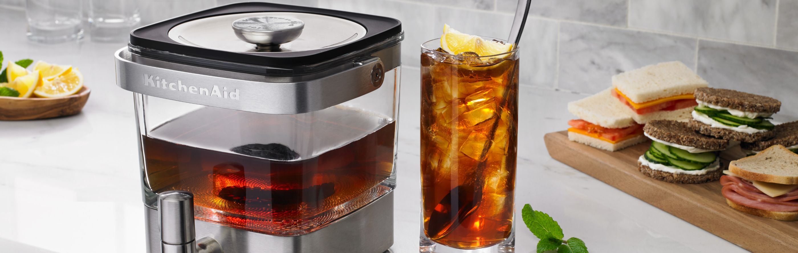 Homemade cold brew tea made in a KitchenAid® cold brew maker
