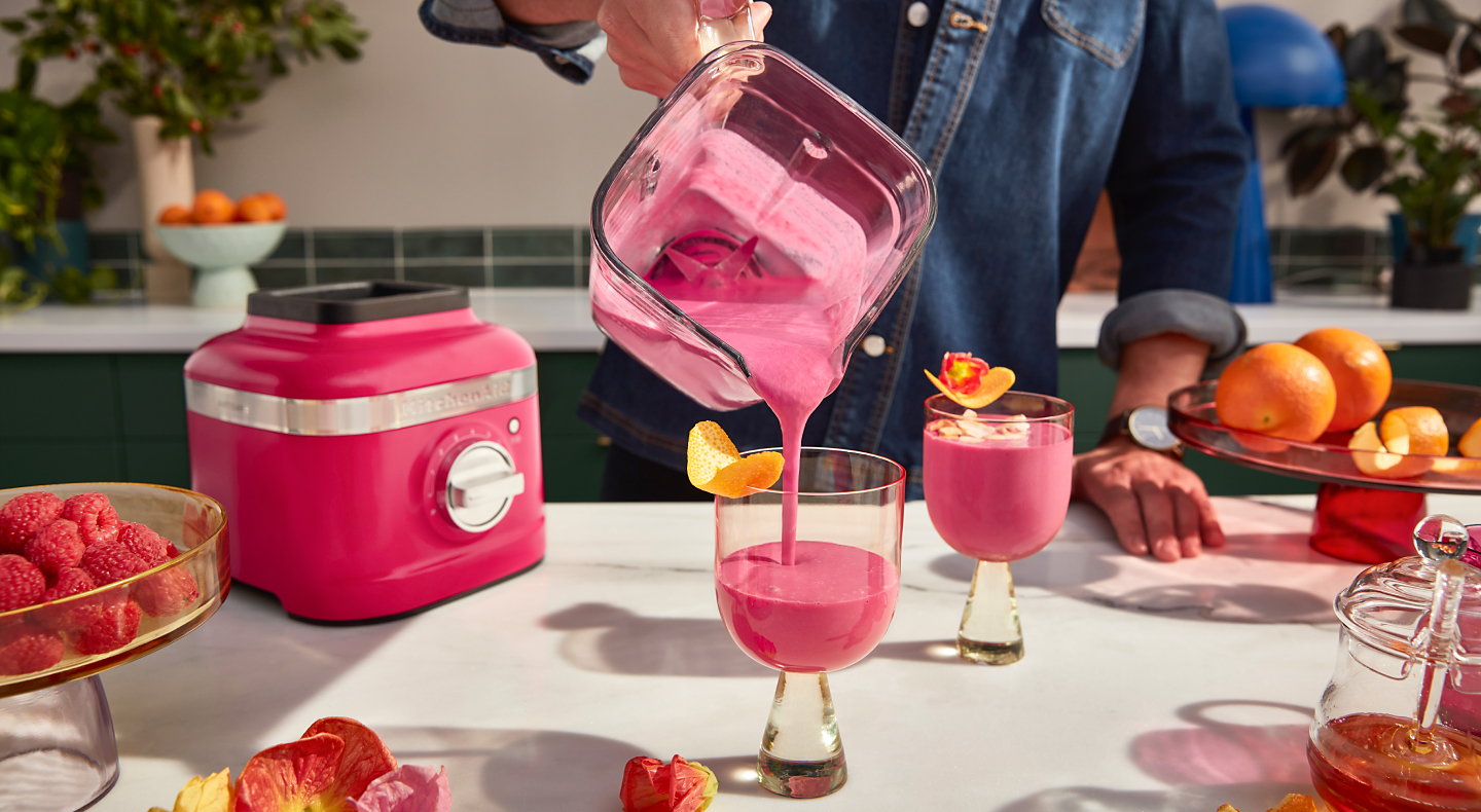 Pouring frosé from a blender