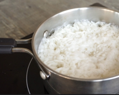  Rice simmering in pot