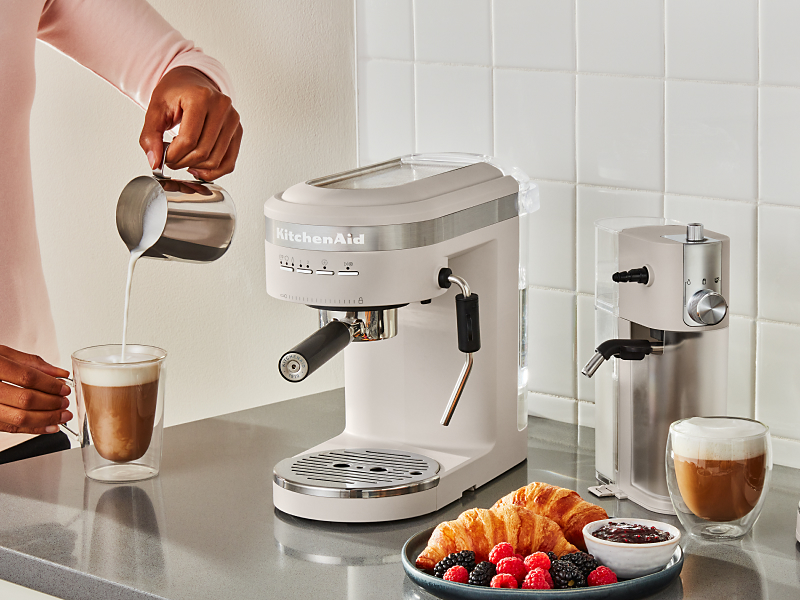 A white KitchenAid® espresso maker