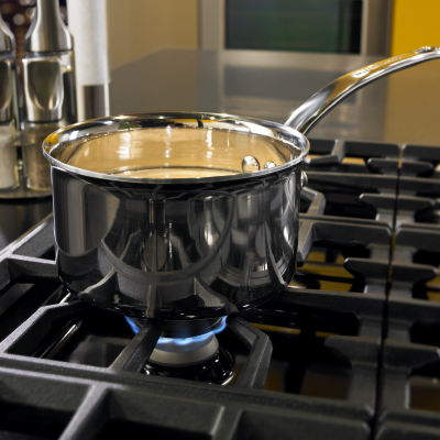Saucepan on a gas cooktop