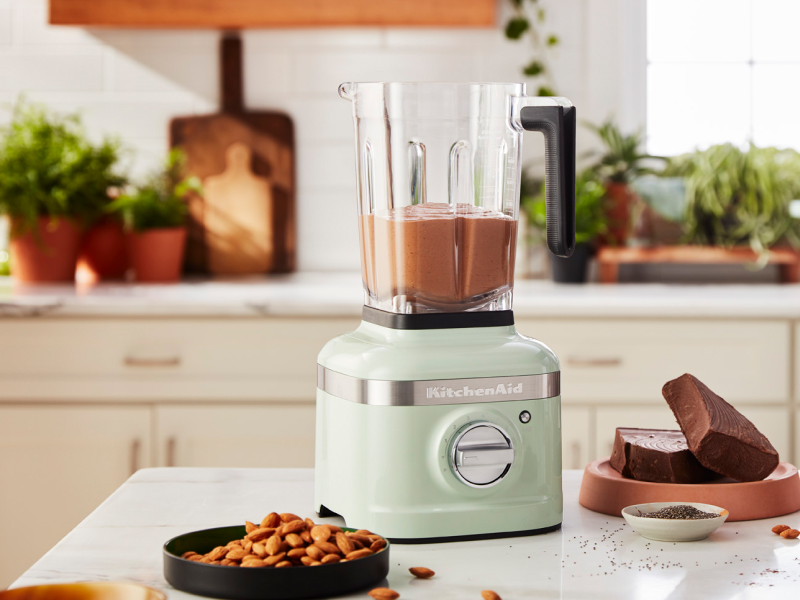 Chocolate protein shake in a KitchenAid® blender