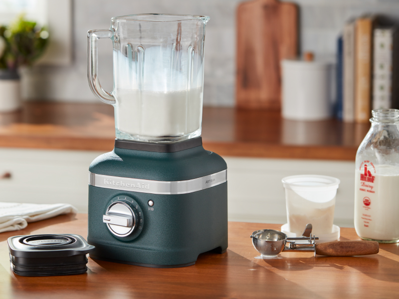 Vanilla protein shake in a KitchenAid® blender