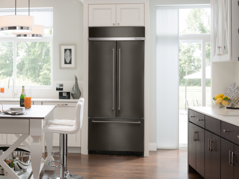 Black French door KitchenAid® refrigerator 
