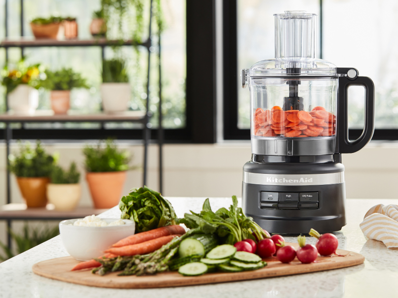 KitchenAid® food processor with chopped carrots