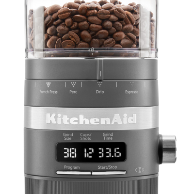 Burr coffee grinder settings panel