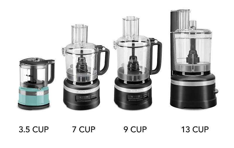 Food processor side-by-side sizes comparison