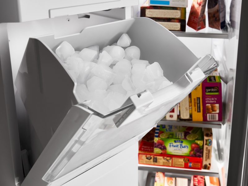 Indoor ice open in refrigerator