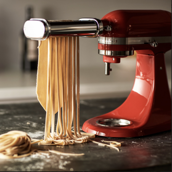 KitchenAid® stand mixer with pasta attachment.