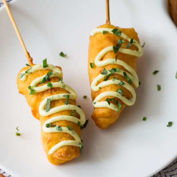 Lobster corn dogs with savory aioli.